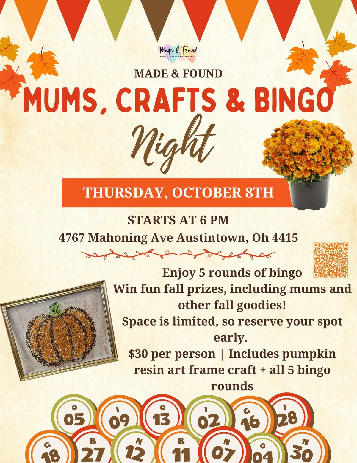 šš Mums, Crafts & Bingo Night! šš