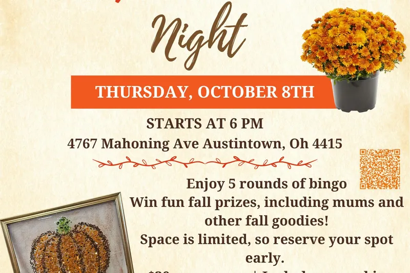 🍂🎃 Mums, Crafts & Bingo Night! 🎃🍂
