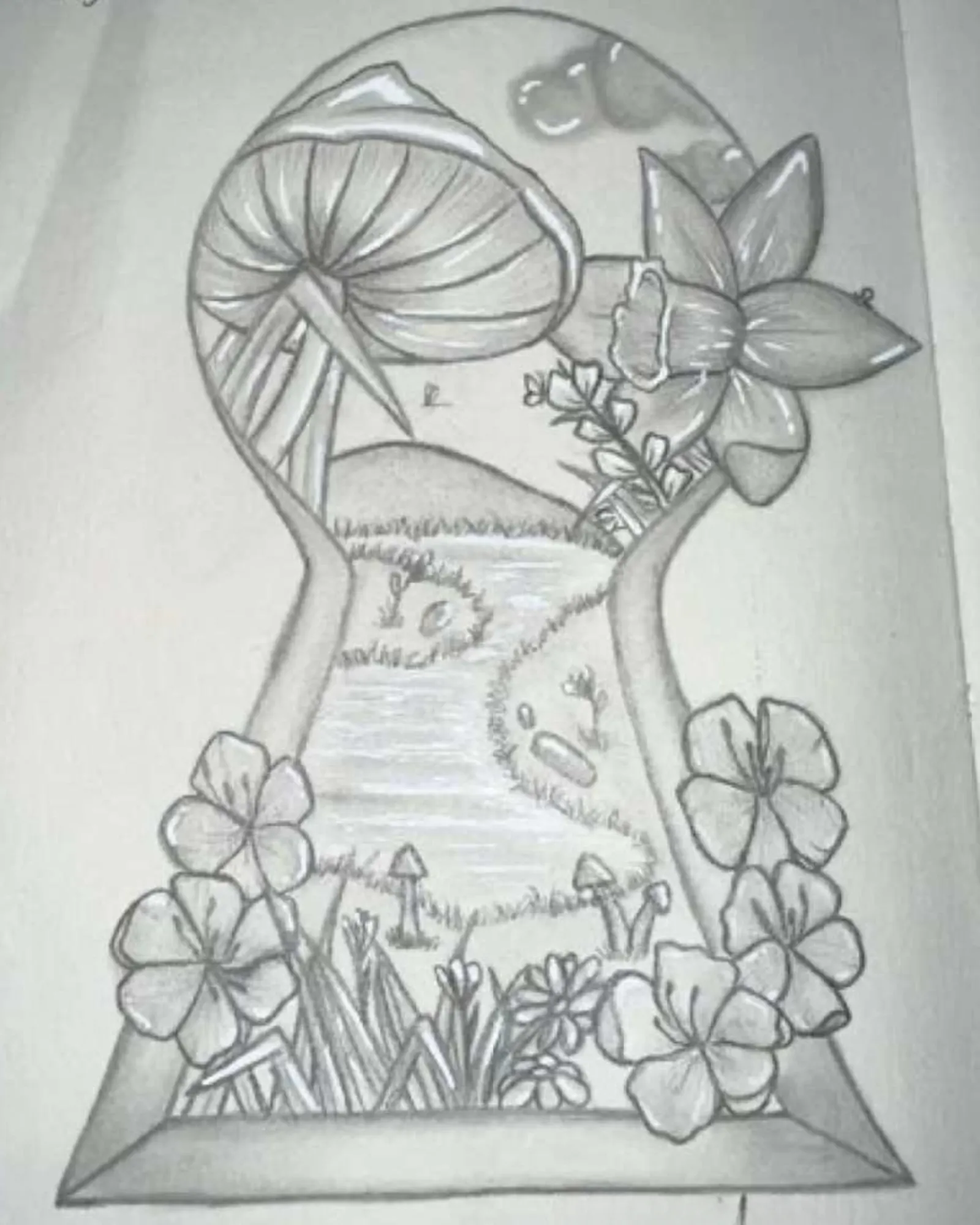 ✏️ Whimsical Keyhole Pencil Drawing Class