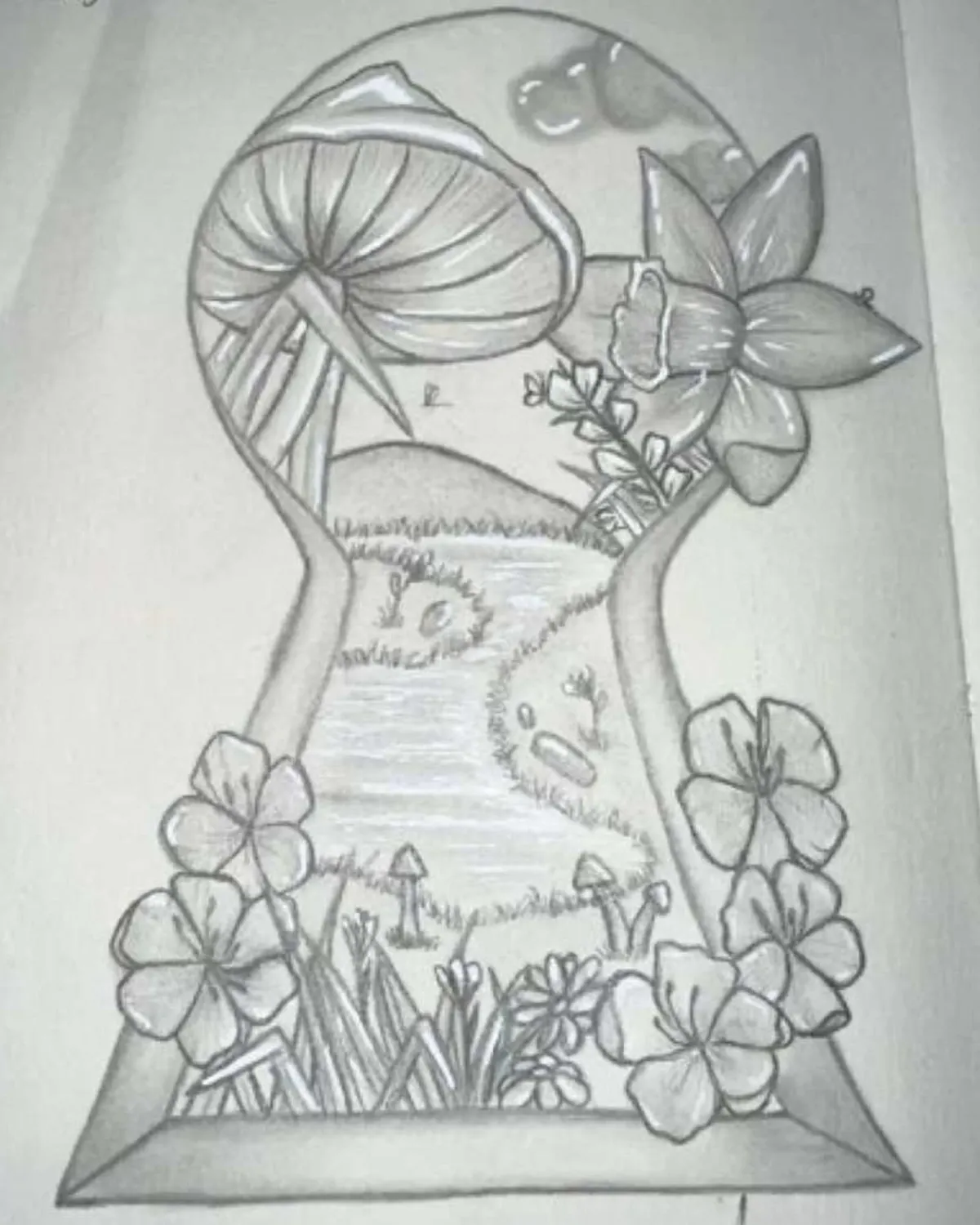 ✏️ Whimsical Keyhole Pencil Drawing Class