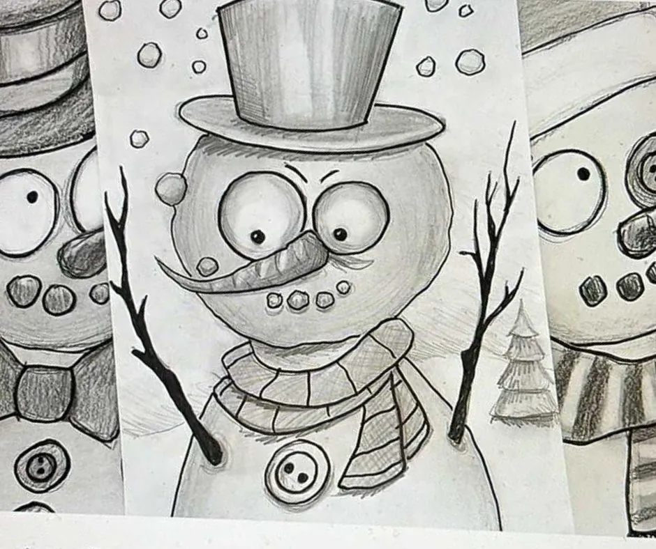 ✏️ Charcoal Drawing Class: Snowmen